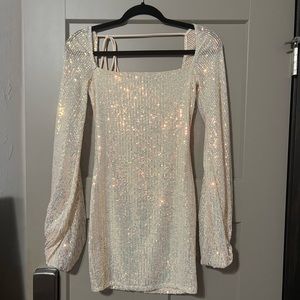 Lucy in the Sky Sequin Long Sleeve Mini Dress Champagne